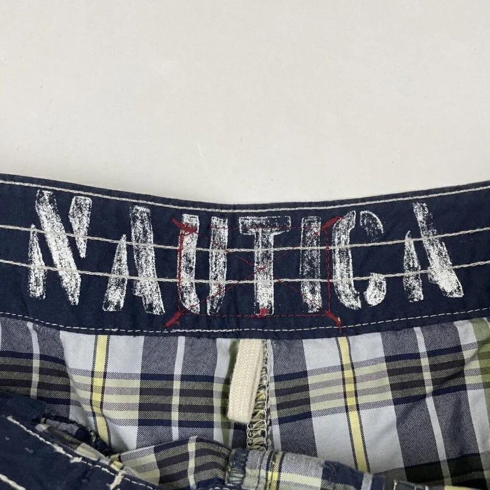 Nautica Boardshorts Swim Trunks Adult Mens 34 Blue Yellow Plaid Bathing Suit